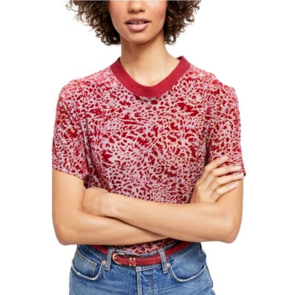 Free People Animal Print Burnout Tee - Picture 1 of 5